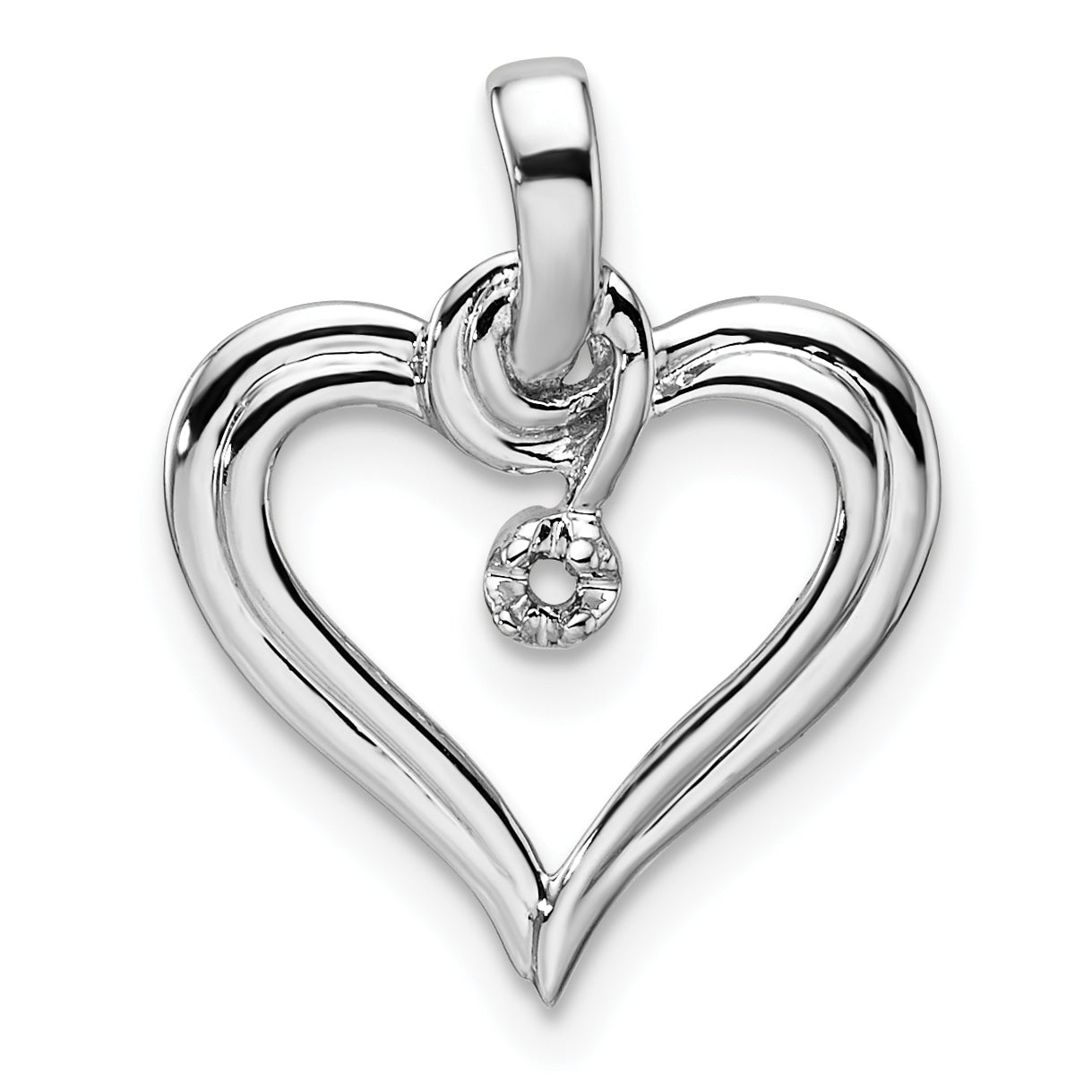 14k White Gold Heart Pendant Mounting (No Stone Included)
