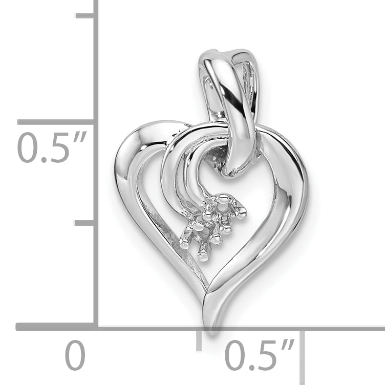 14k White Gold Diamond Fancy Heart Mounting