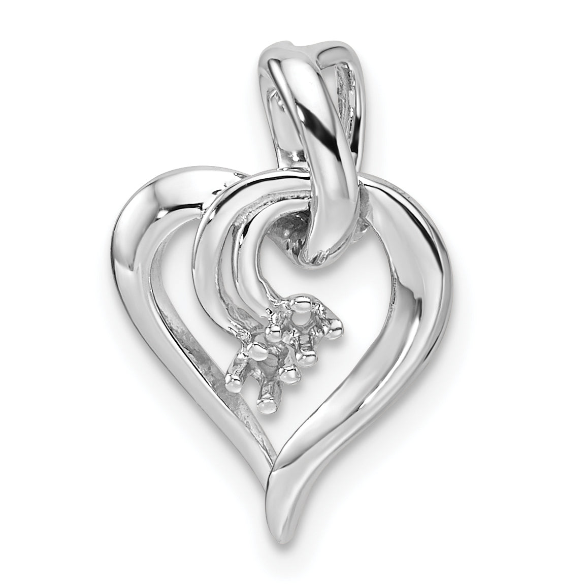 14k White Gold Diamond Fancy Heart Mounting Main image