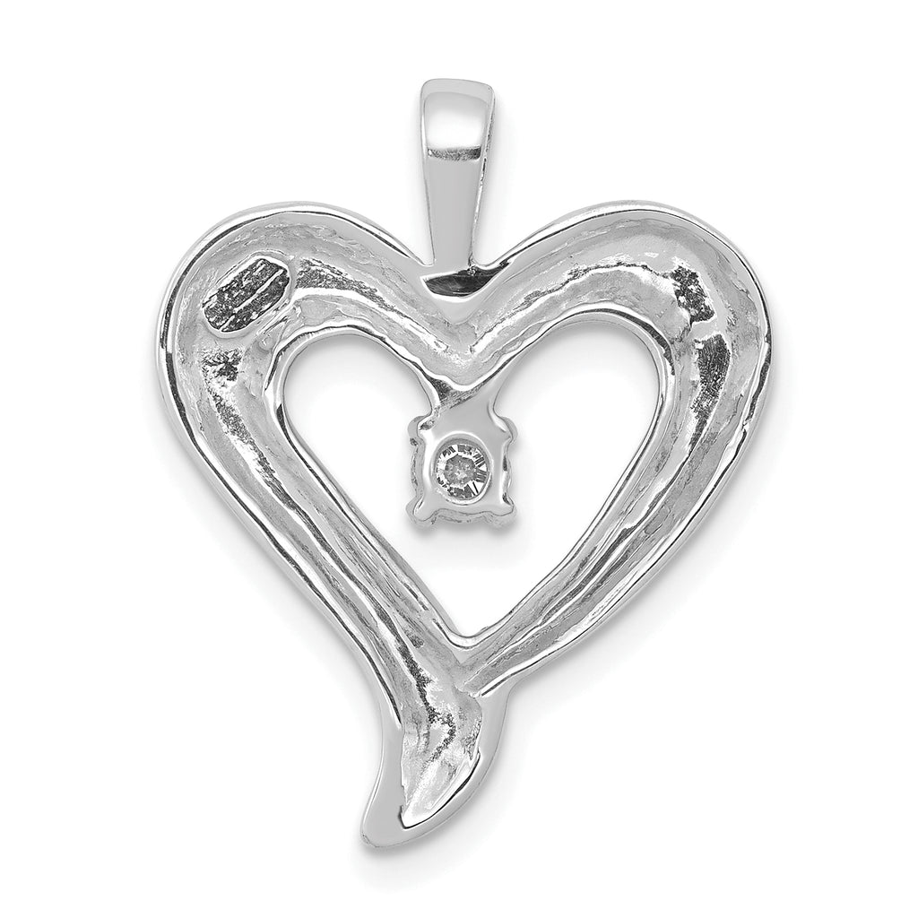 14k White Gold 1/10 carat AA Diamond Heart Pendant