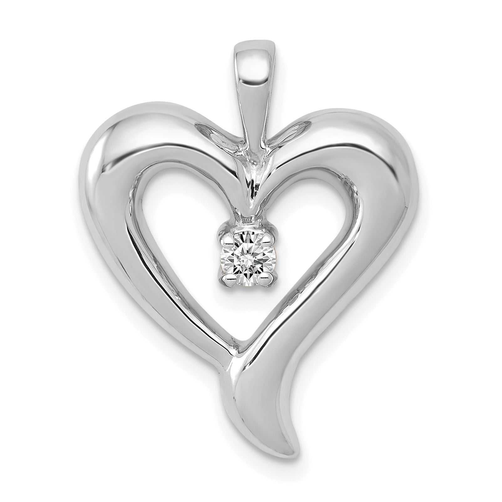 14k White Gold 1/10 carat AA Diamond Heart Pendant Main image
