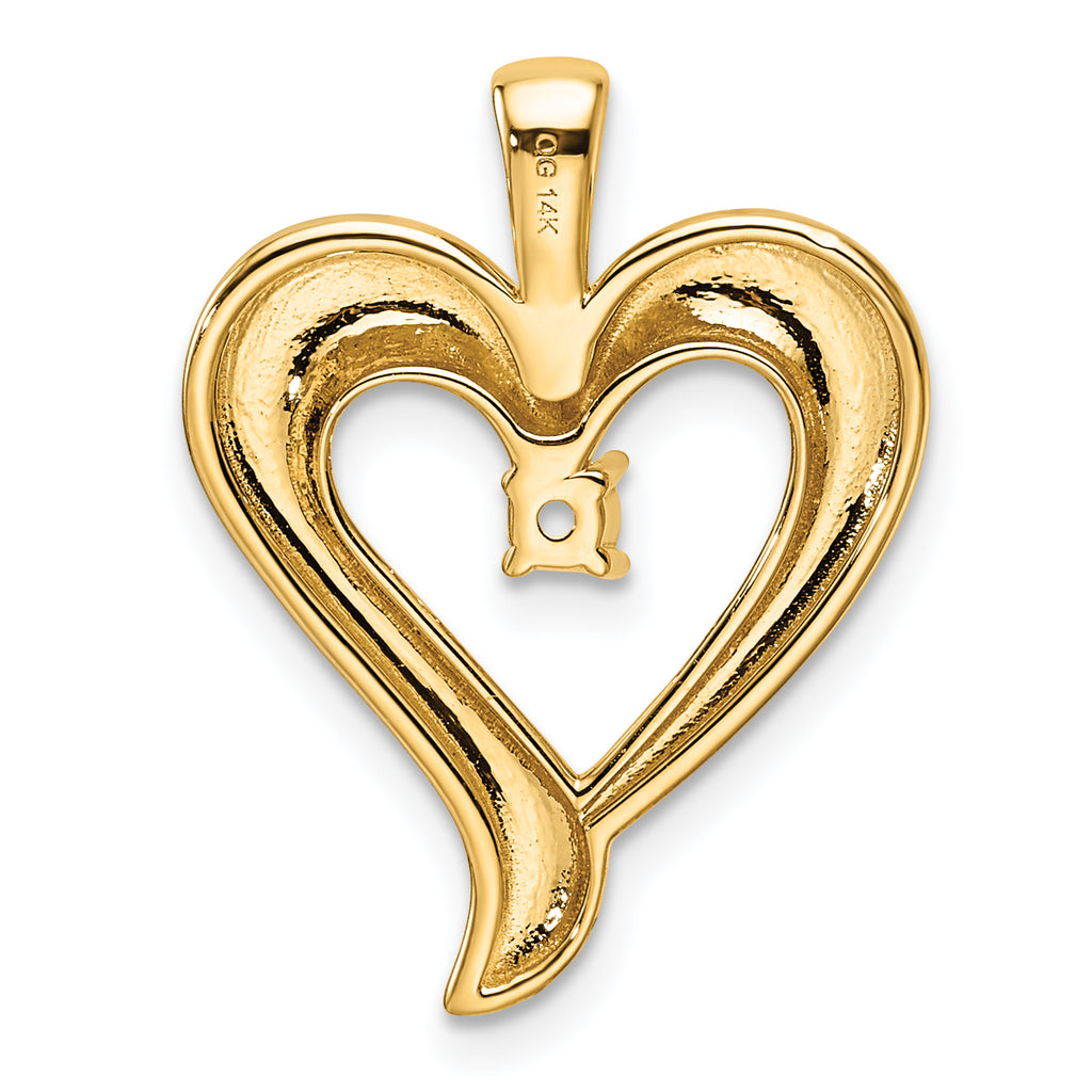 14k Holds 1-2.9mm Stone Heart Pendant Mounting (No Stone Included)