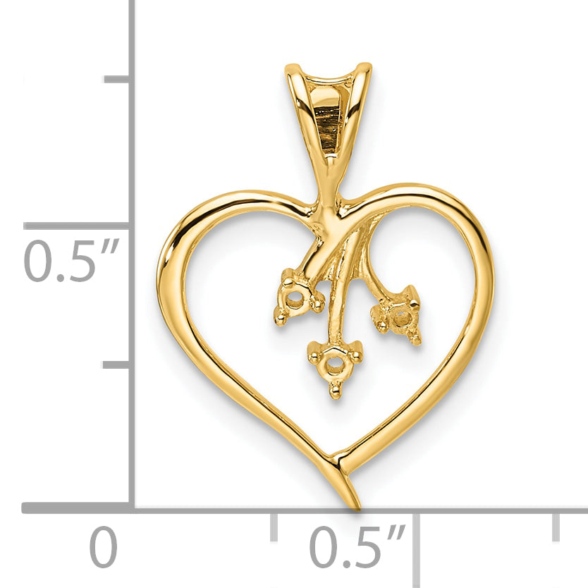 10K Heart Pendant Mounting (No Stone Included)