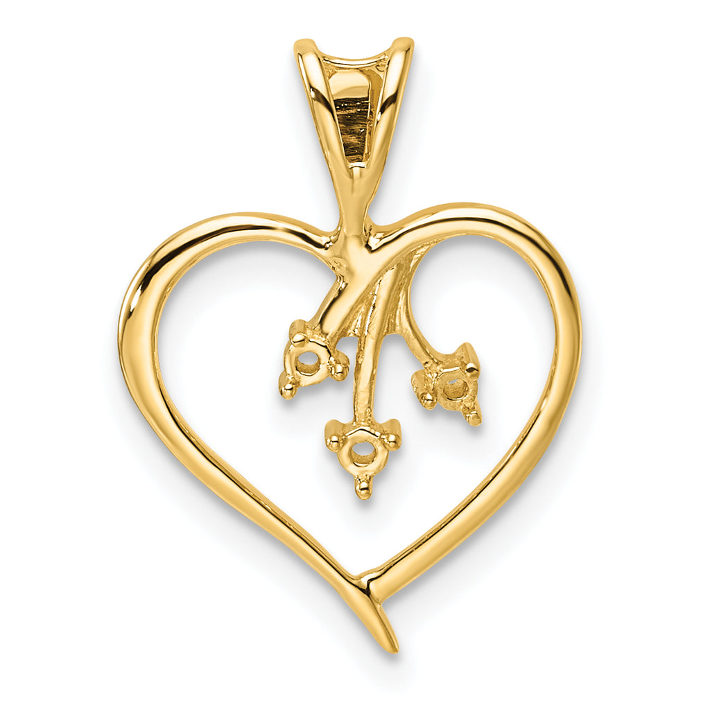 10K Heart Pendant Mounting (No Stone Included)