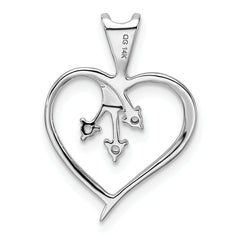14k White Gold Holds 3-1.6mm Stones Heart Pendant Mounting (No Stone Included)