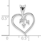 14k White Gold Holds 3-1.6mm Stones Heart Pendant Mounting (No Stone Included)