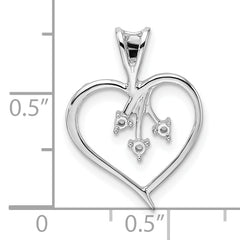14k White Gold Holds 3-1.6mm Stones Heart Pendant Mounting (No Stone Included)