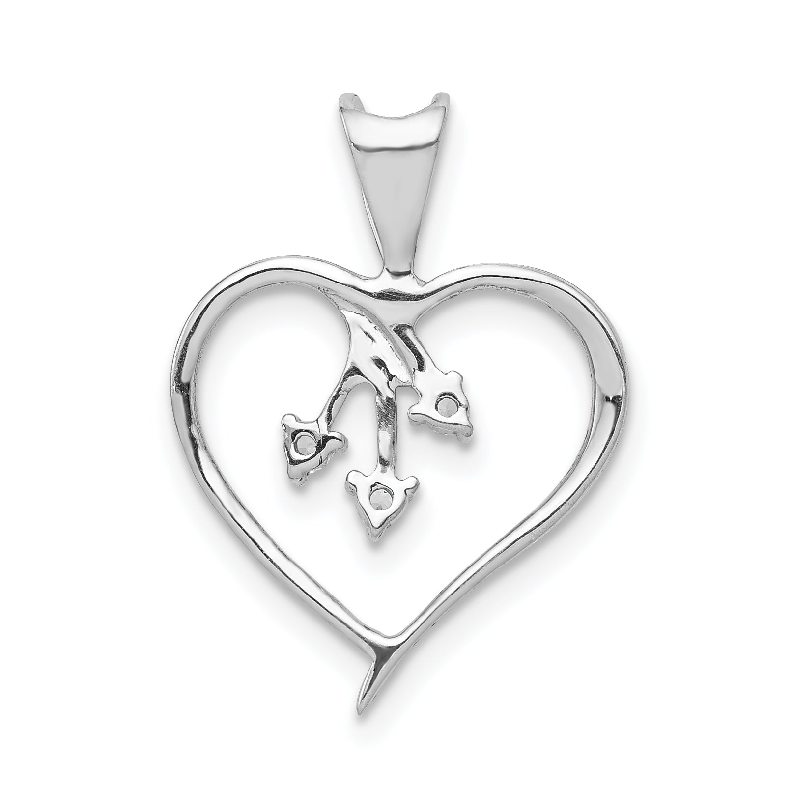 14k White Gold 1/20 carat Diamond Heart Pendant