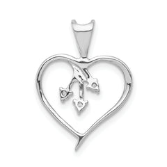 14k White Gold 1/20 carat Diamond Heart Pendant