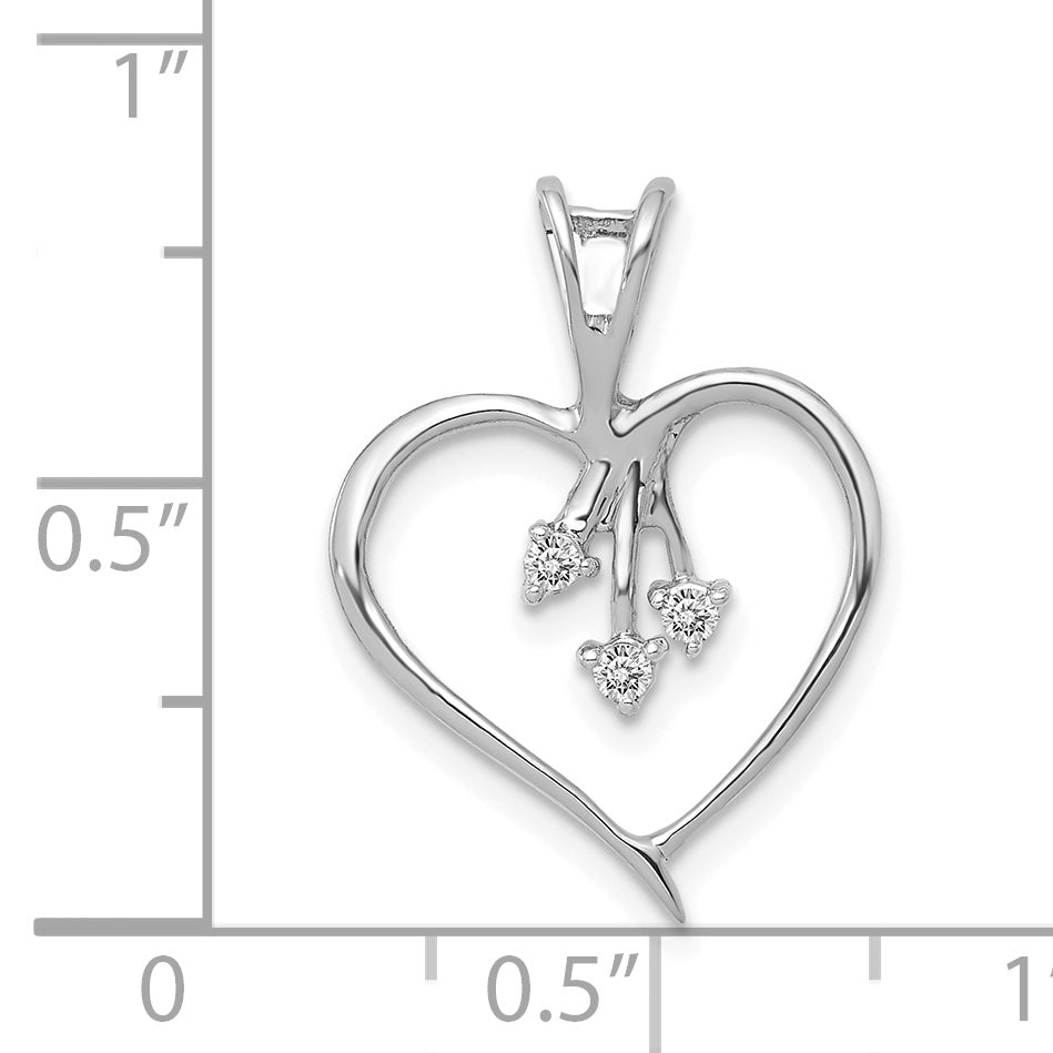 14k White Gold 1/20 carat Diamond Heart Pendant