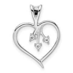 14k White Gold Holds 3-1.6mm Stones Heart Pendant Mounting (No Stone Included)