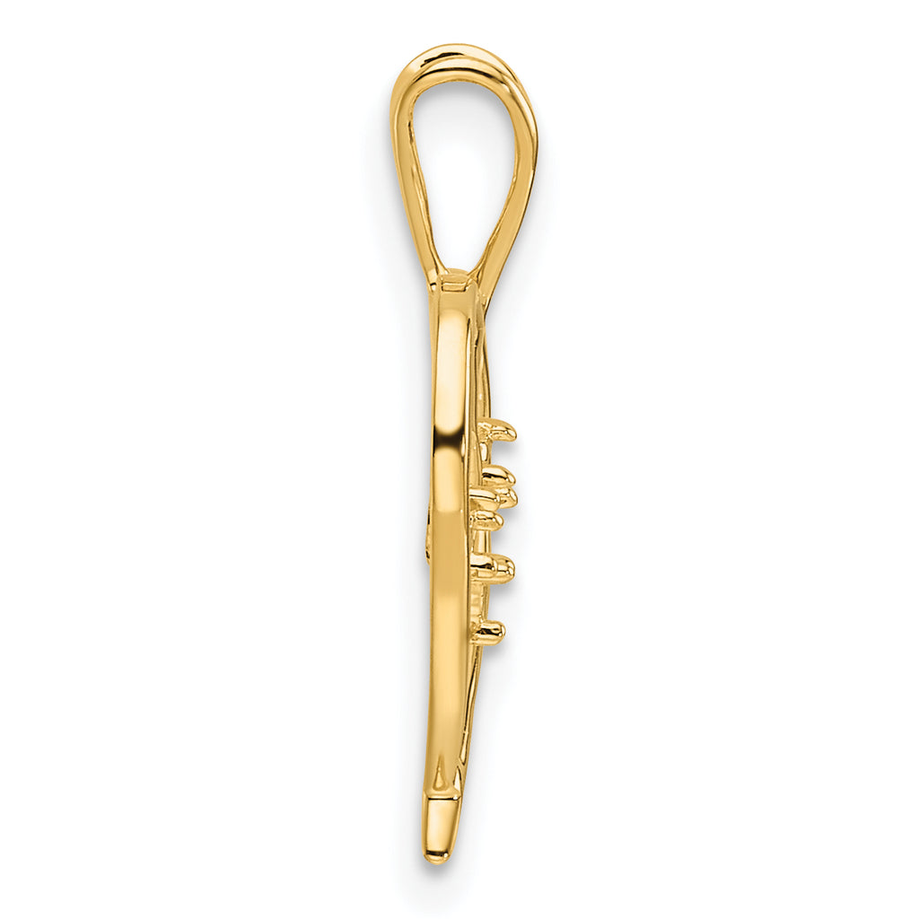 14k Holds 3-1.6mm Stones Heart Pendant Mounting (No Stone Included)