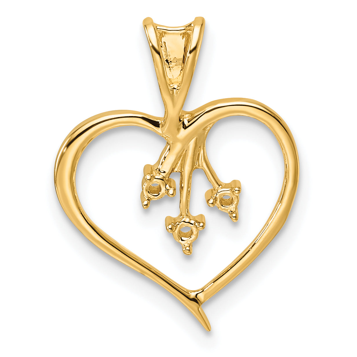 14k Holds 3-1.6mm Stones Heart Pendant Mounting (No Stone Included) Main image