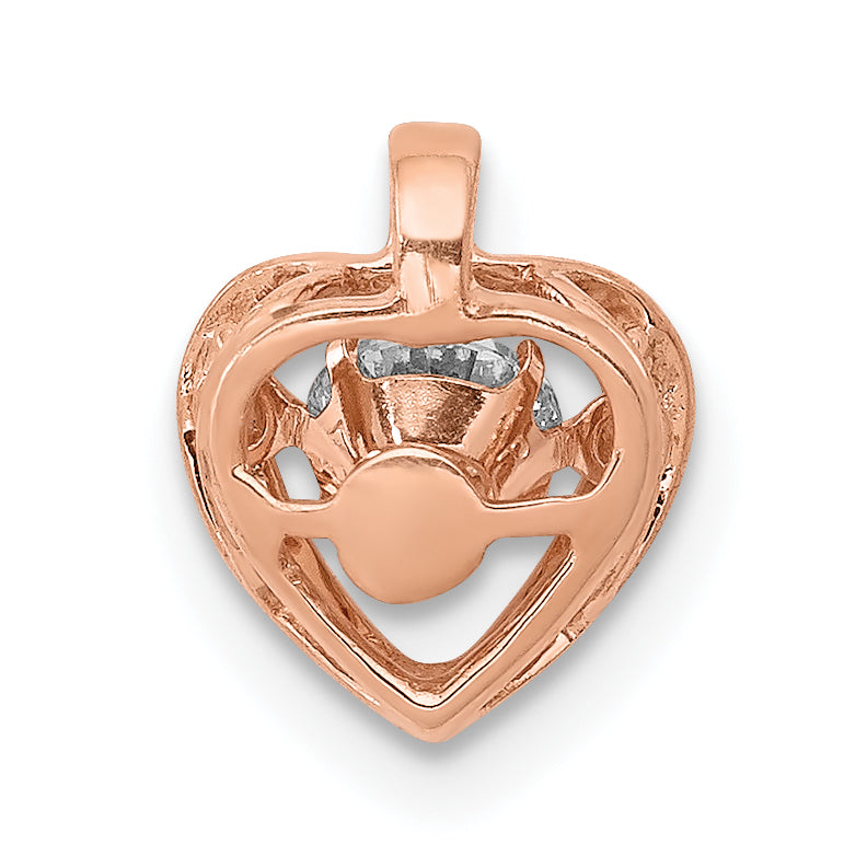 14k Rose Gold 1/4 carat Lab Grown Diamond VS/SI+ G+ Complete Vibrant Heart Pendant