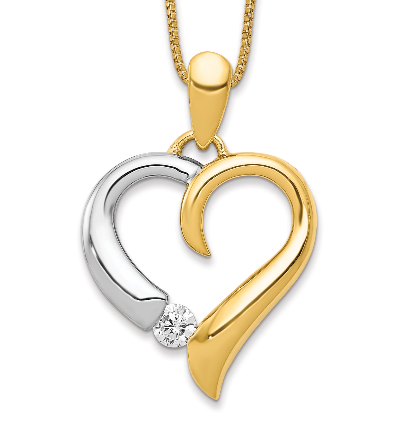 14k Two-tone 1/15 carat Diamond Heart Pendant Main image