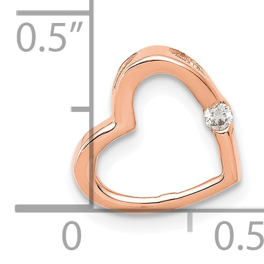 14k Rose Gold AA Diamond Heart Chain Slide