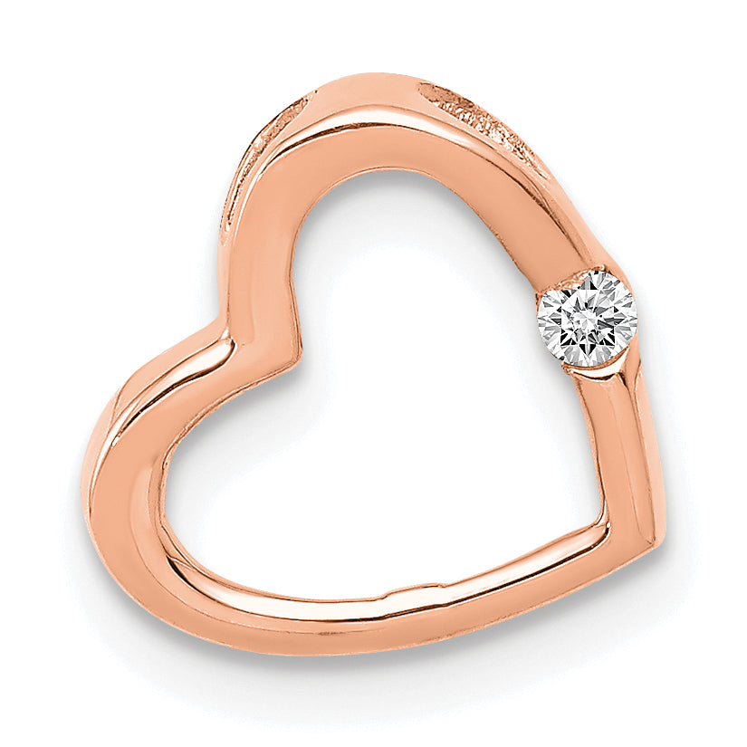 14k Rose Gold AA Diamond Heart Chain Slide