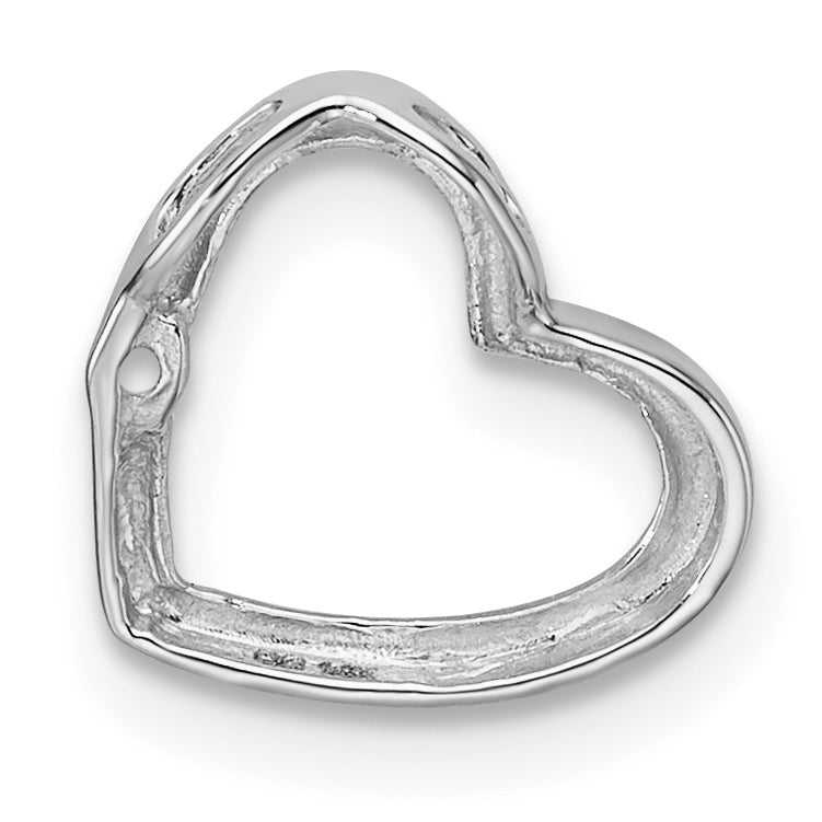 14k White Gold Holds 1-1.7mm Stone Heart Chain Slide Mounting (No Stone Included)