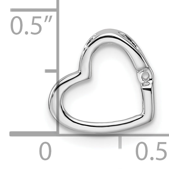 14k White Gold Holds 1-1.7mm Stone Heart Chain Slide Mounting (No Stone Included)