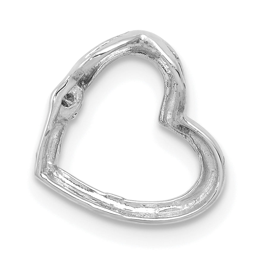 14k White Gold AA Diamond Heart Chain Slide