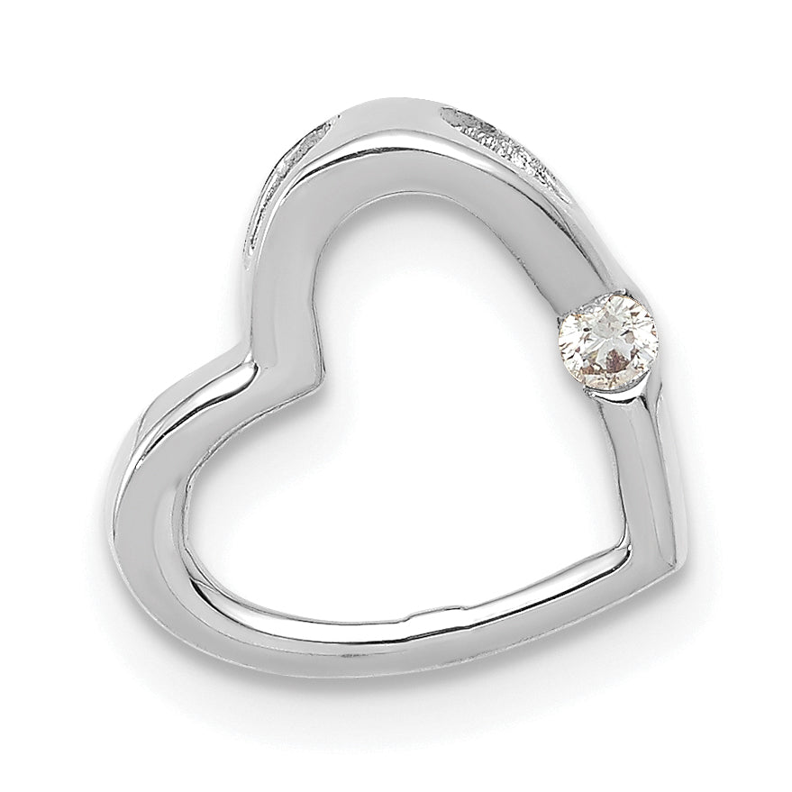 14k White Gold AA Diamond Heart Chain Slide Main image