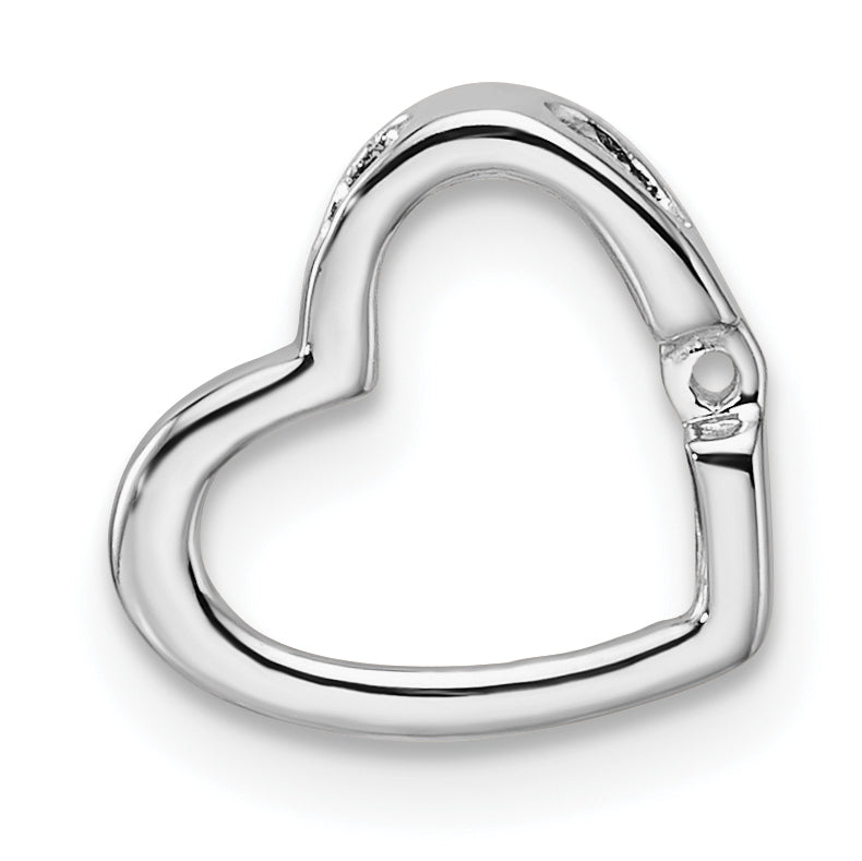 14k White Gold Holds 1-1.7mm Stone Heart Chain Slide Mounting (No Stone Included)