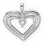 14k White Gold Double Heart Diamond Pendant Mounting (No Stone Included)