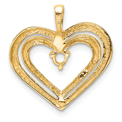14k Double Heart Diamond Pendant Mounting (No Stone Included)