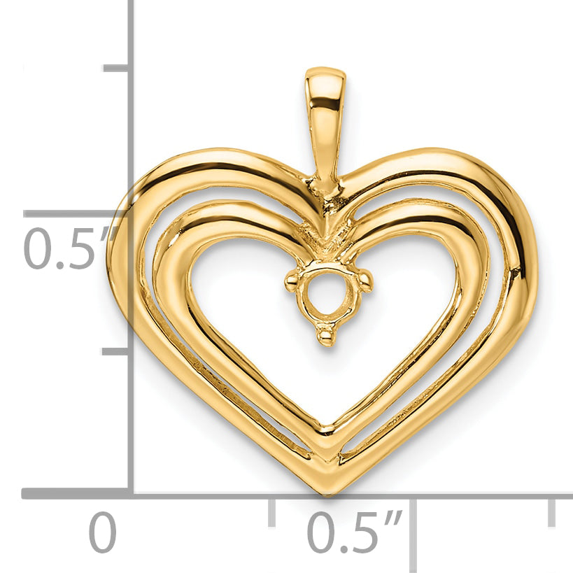 14k Double Heart Diamond Pendant Mounting (No Stone Included)
