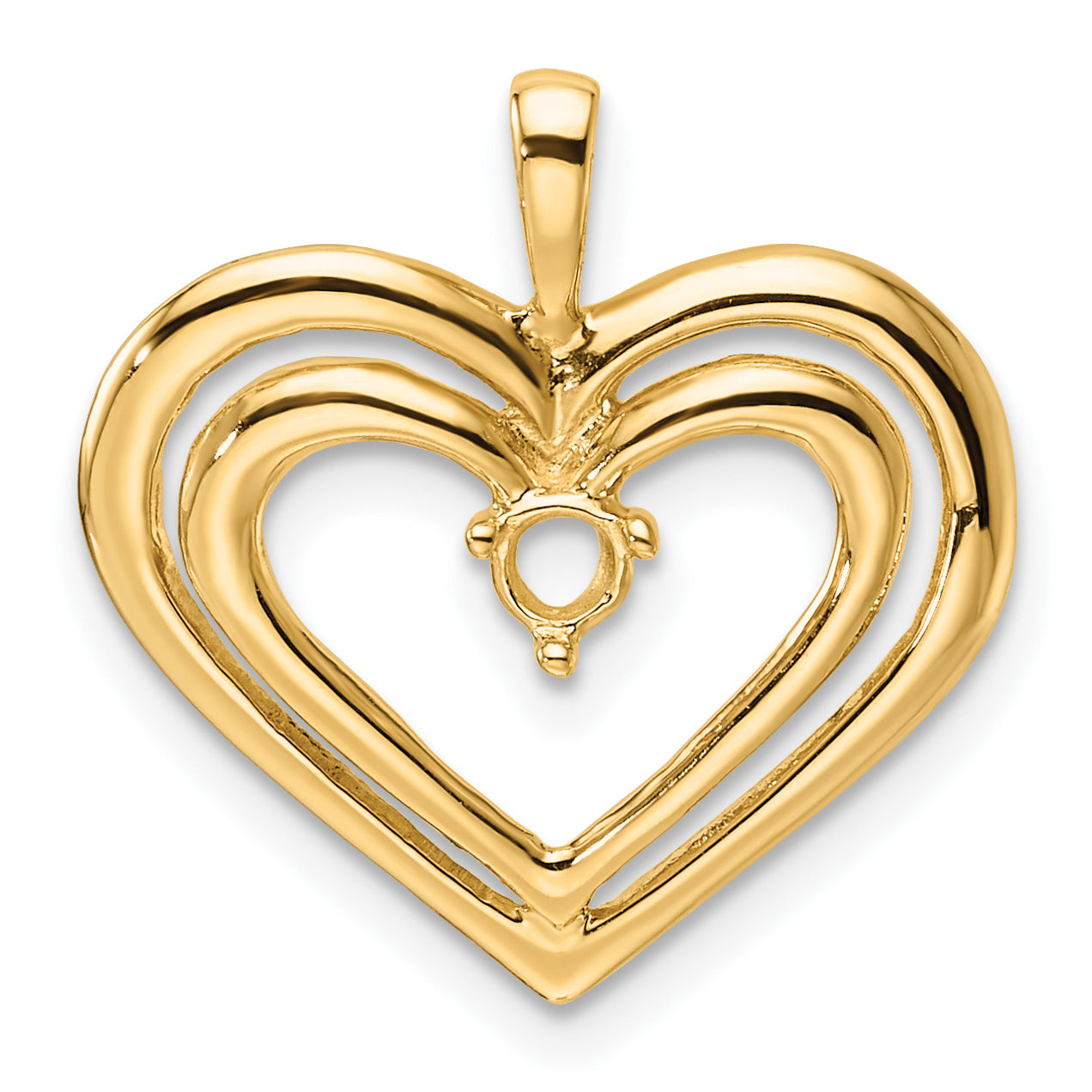 14k Double Heart Diamond Pendant Mounting (No Stone Included)