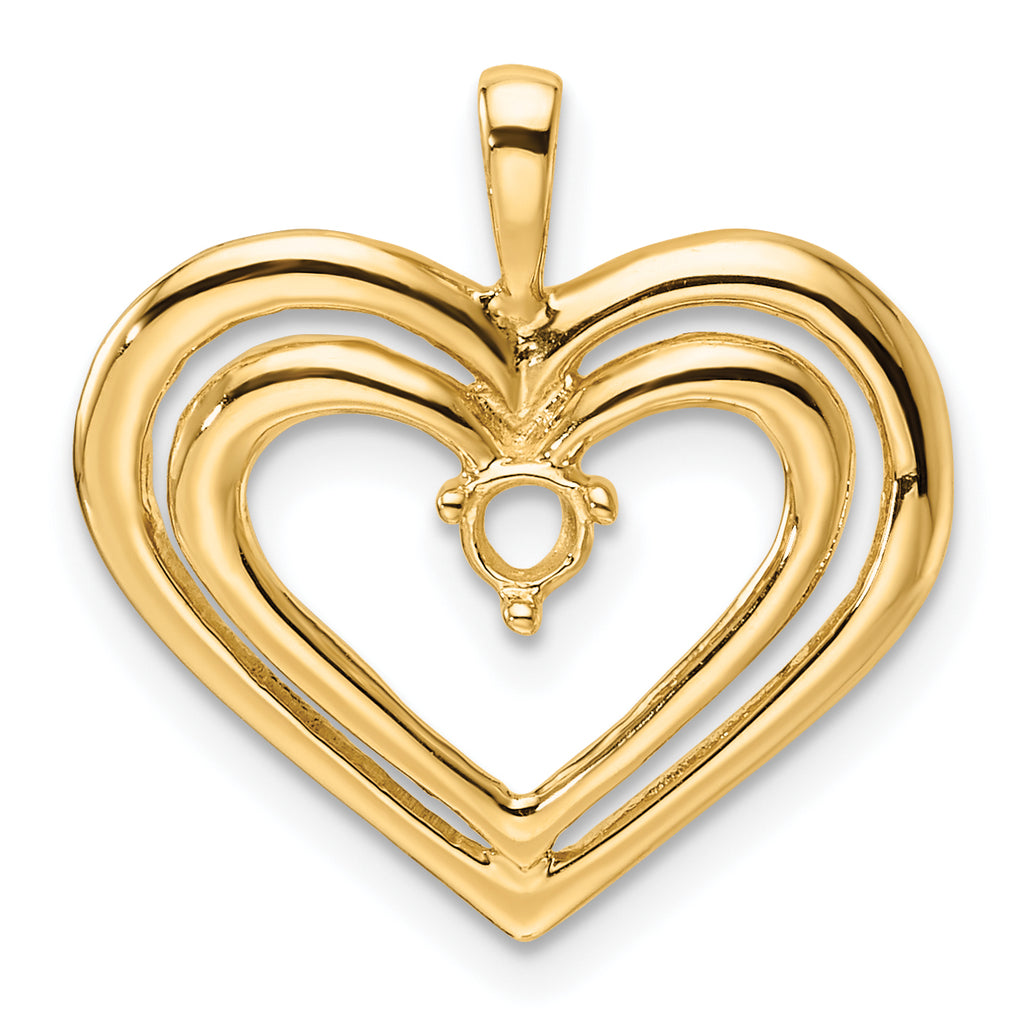 14k Double Heart Diamond Pendant Mounting (No Stone Included)