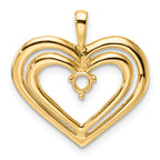 14k Double Heart Diamond Pendant Mounting (No Stone Included)