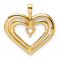 14k Double Heart Diamond Pendant Mounting (No Stone Included)