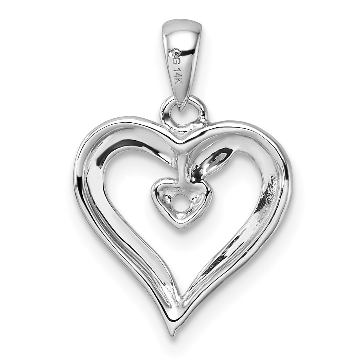 14k White Gold Heart Pendant Mounting (No Stone Included)