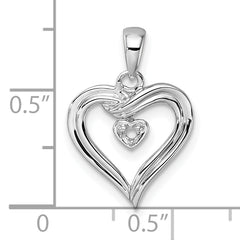 14k White Gold Heart Pendant Mounting (No Stone Included)
