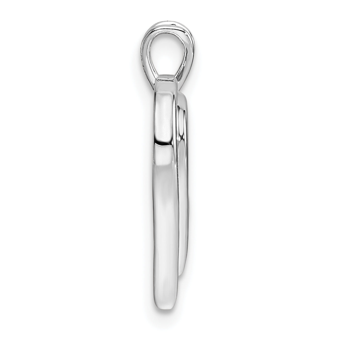 14k White Gold Holds 2-1.4mm/2-1.6mm Stones Heart Pendant Mounting (No Stone Included)