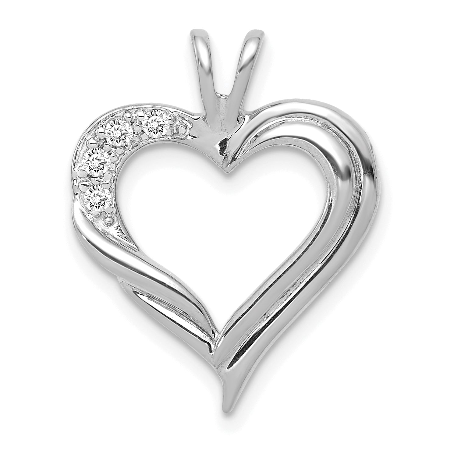 14k White Gold 1/20 carat Diamond Fancy Heart Pendant Main image