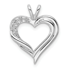 14k White Gold Holds 2-1.4mm/2-1.6mm Stones Heart Pendant Mounting (No Stone Included)