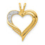 14k Holds 2-1.4mm/2-1.6mm Stones Heart Pendant Mounting (No Stone Included)