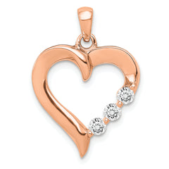 14k Rose Gold 1/4 carat Lab Grown Diamond VS/SI+ G+ Three Stone Heart Pendant