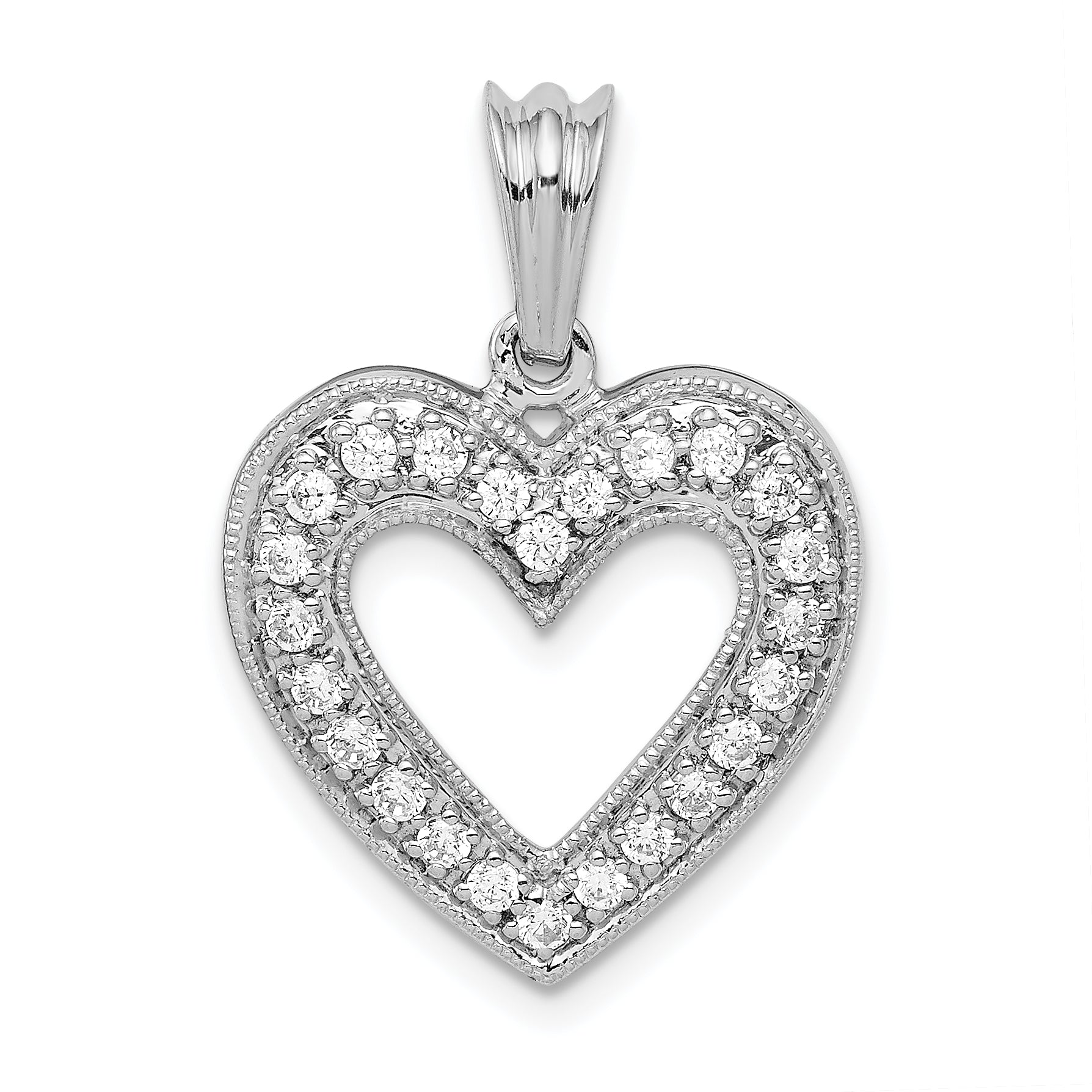 14k White Gold 1/3 carat Lab Grown Diamond VS/SI+ G+ Complete Heart Pendant Main image