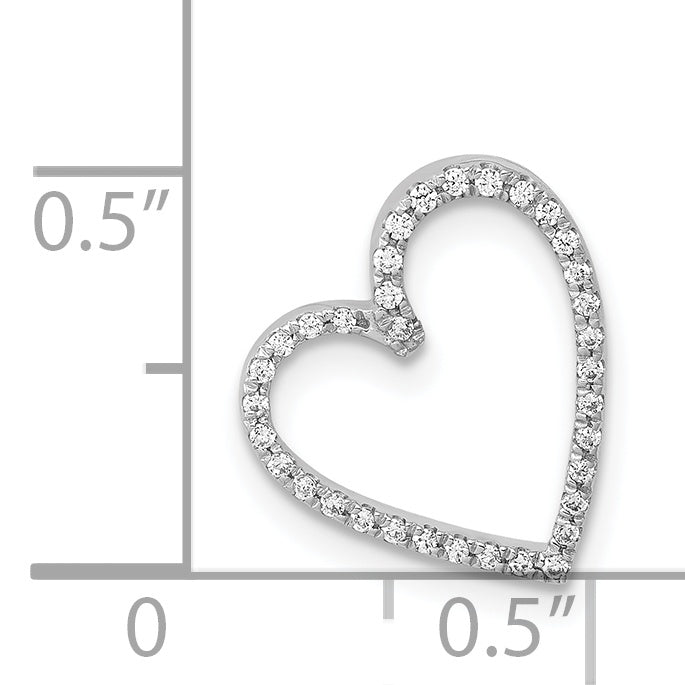 14k White Gold 1/10 carat Diamond Heart Chain Slide