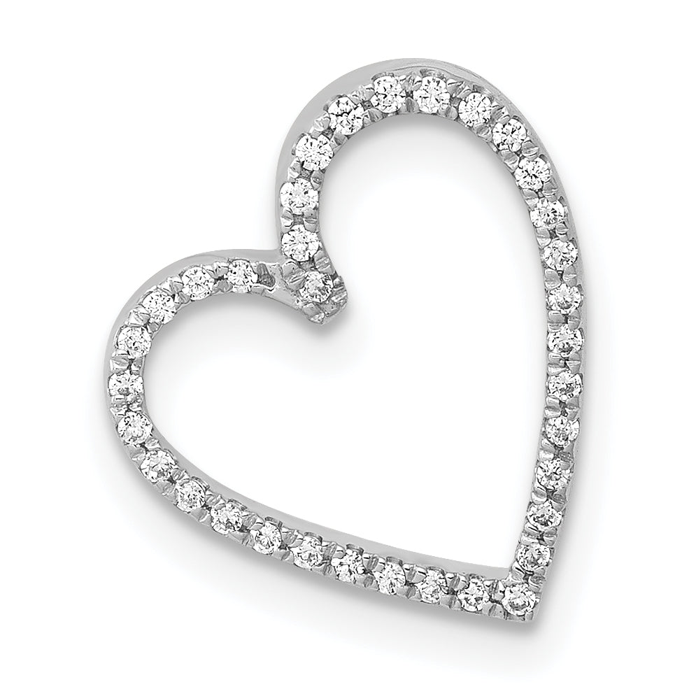 14k White Gold 1/10 carat Diamond Heart Chain Slide Main image