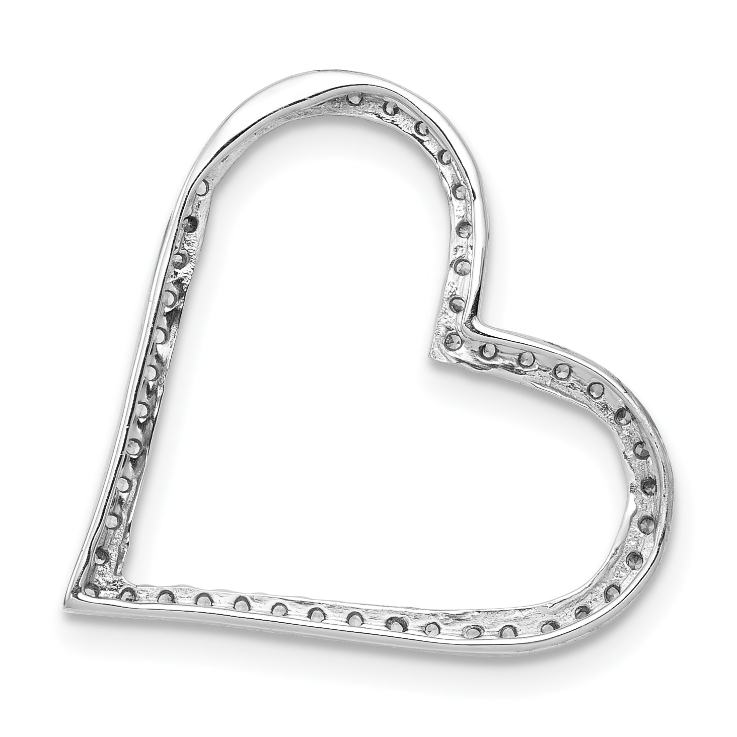 14k White Gold 1/6 carat Diamond Heart Chain Slide