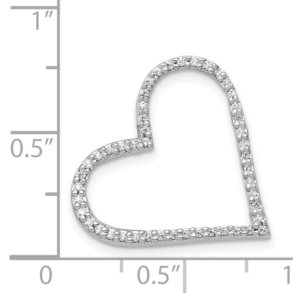 14k White Gold 1/6 carat Diamond Heart Chain Slide
