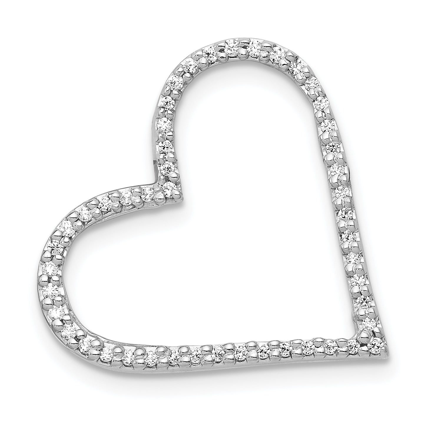 14k White Gold 1/6 carat Diamond Heart Chain Slide Main image