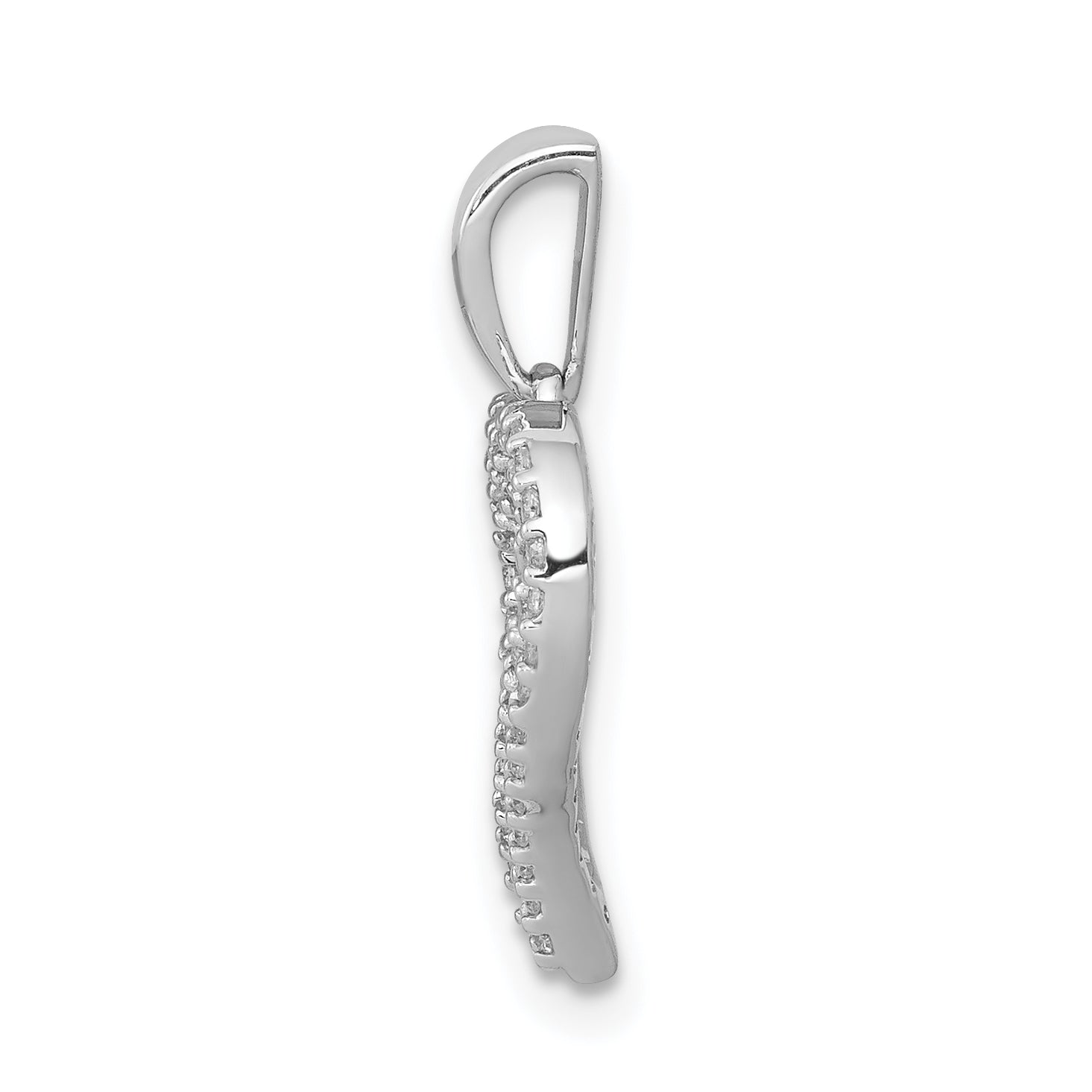 14k White Gold 1/4 carat Diamond 2-row Heart Pendant Secondary image