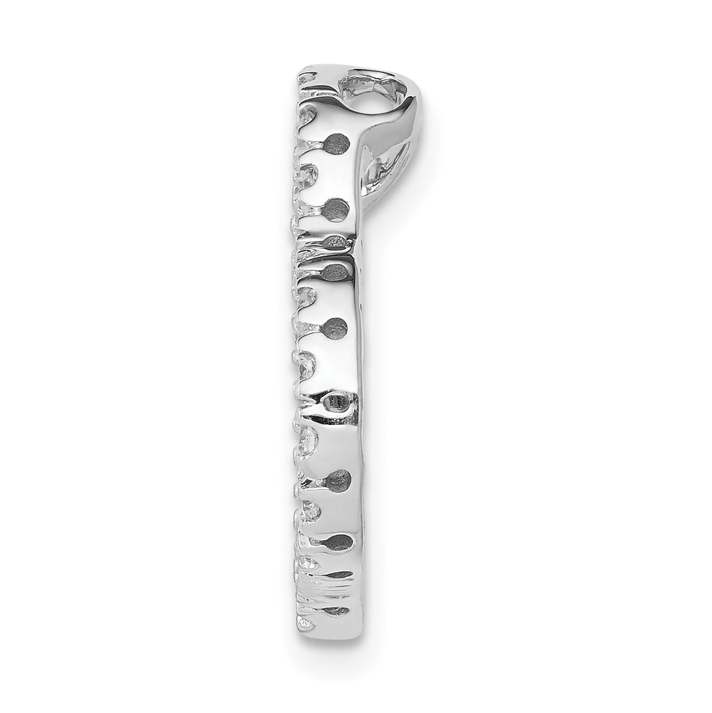14k White Gold 1/5 carat Diamond Curved Heart Chain Slide