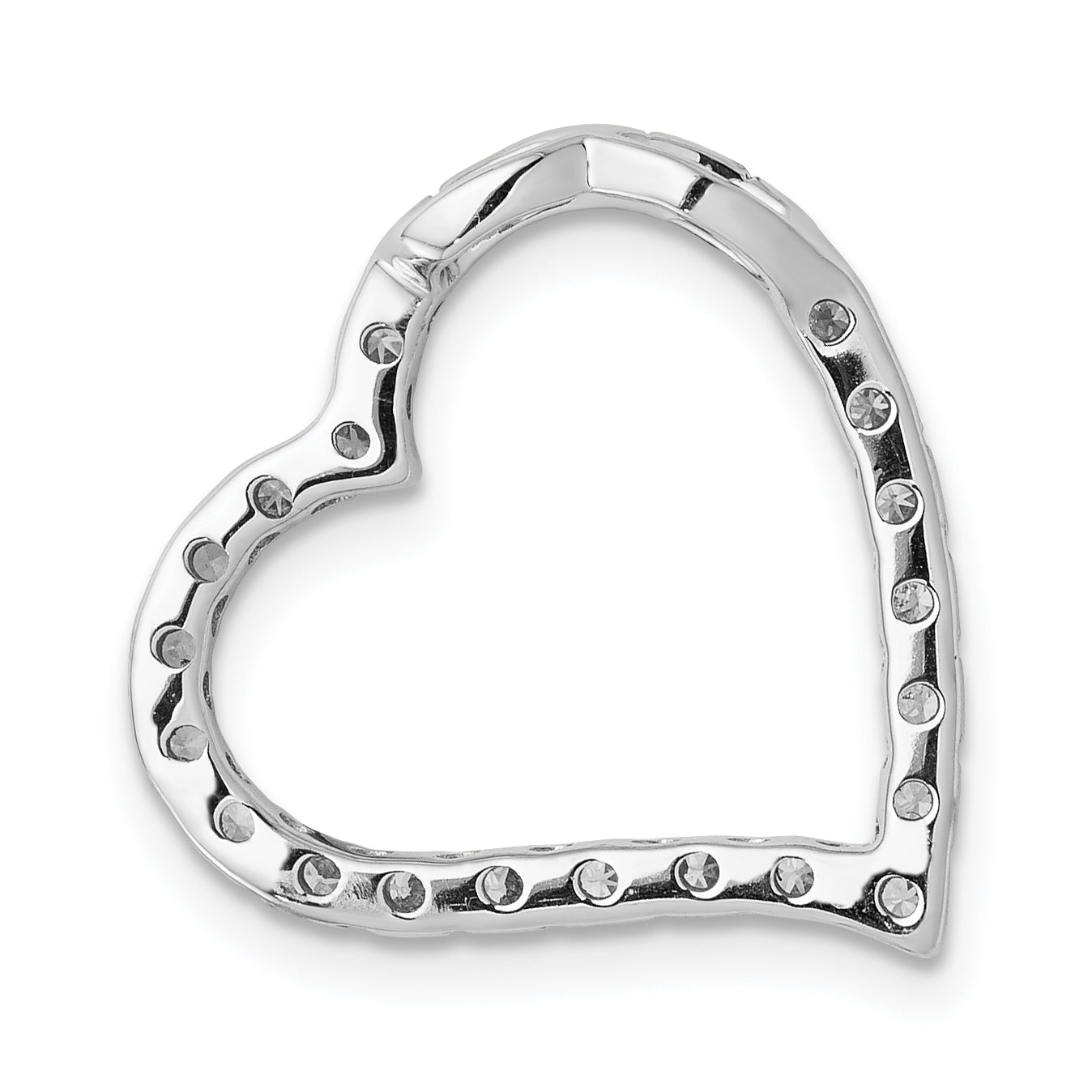 14k White Gold 1/5 carat Lab Grown Diamond VS/SI+ G+ Complete Heart Chain Slide Pendant