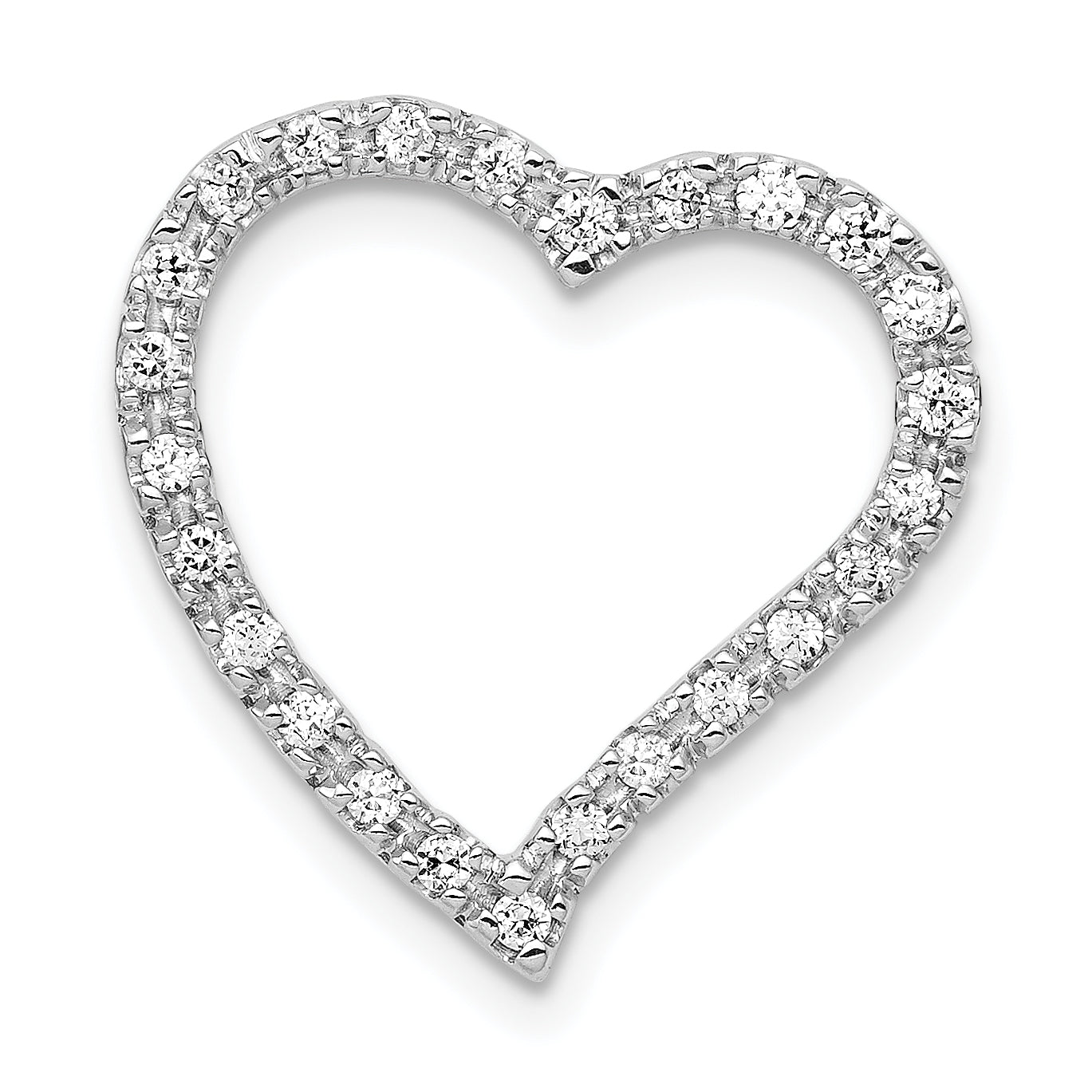 14k White Gold 1/5 carat Diamond Curved Heart Chain Slide Main image